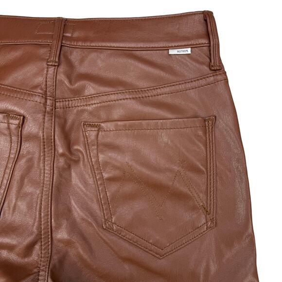 MOTHER The Mid Rise Dazzler Ankle Faux Leather Pant In Friar Brown Size 27 - Picture 11 of 11